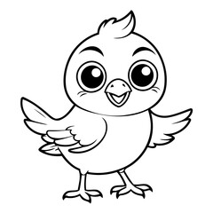 Cute vector illustration Bird colouring page for kids