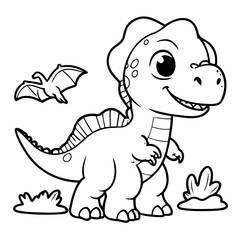 Simple vector illustration of Dino outline for colouring page
