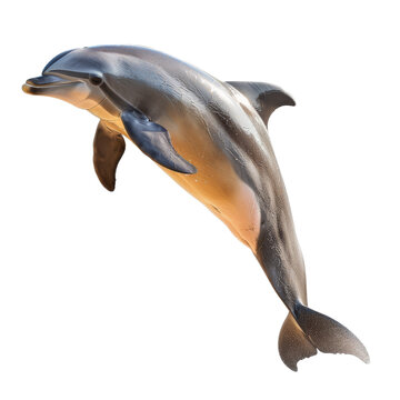 A dolphin leaps into the air against a Png background, a river dolphin isolated on transparent background