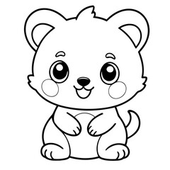 Fototapeta premium Simple vector illustration of Kawaii drawing for toddlers colouring page