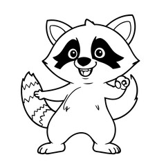 Cute vector illustration Raccoon drawing for children page