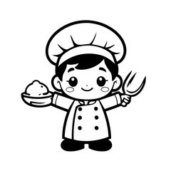 Simple vector illustration of Chef for children colouring activity
