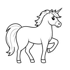 Vector illustration of a cute Horse drawing for toddlers coloring activity