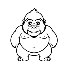 Cute vector illustration Gorilla doodle for toddlers coloring activity