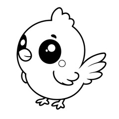 Simple vector illustration of Kawaii outline for colouring page