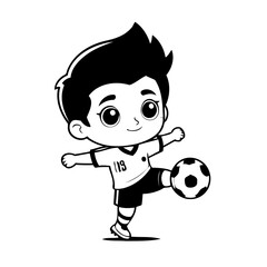 Vector illustration of a cute SoccerPlayer drawing for children page