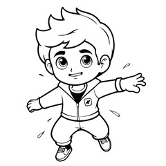 Simple vector illustration of Boy for kids colouring worksheet