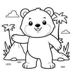 Vector illustration of a cute Bear doodle for children worksheet