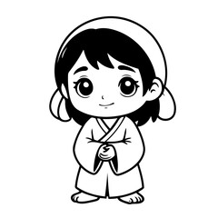 Cute vector illustration Beggar drawing for kids colouring page