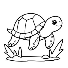 Simple vector illustration of Turtle doodle for toddlers worksheet