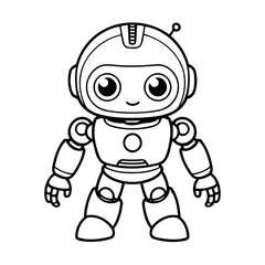 Cute vector illustration Robot for kids coloring activity page