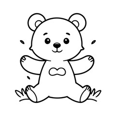 Simple vector illustration of Bear doodle for toddlers worksheet