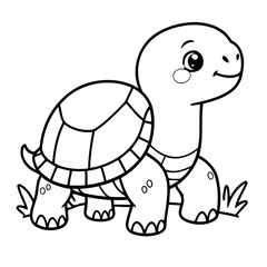 Cute vector illustration Turtle drawing for kids colouring page