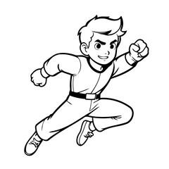 Vector illustration of a cute Boy doodle drawing for kids page