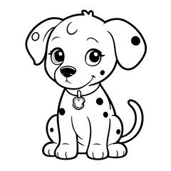Fototapeta premium Vector illustration of a cute Dalmatian doodle for toddlers colouring page