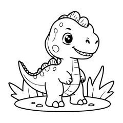 Vector illustration of a cute Dino drawing for kids page