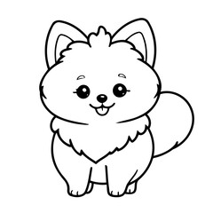 Fototapeta premium Vector illustration of a cute Pomerian drawing for kids page
