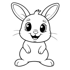 Cute vector illustration Rabbit drawing for kids page