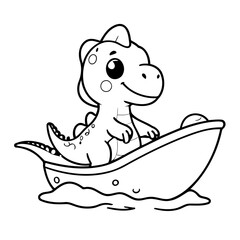 Cute vector illustration Dino doodle colouring activity for kids