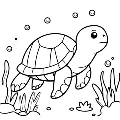 Cute vector illustration Turtle for toddlers colouring page