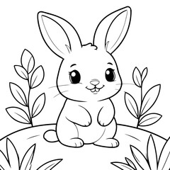 
Cute vector illustration Bunny doodle for toddlers colouring page
