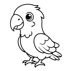 Cute vector illustration Parrot for kids colouring worksheet