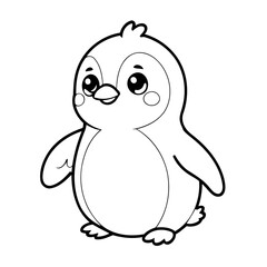 Vector illustration of a cute Penguin doodle for toddlers colouring page