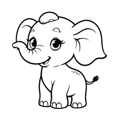 Cute vector illustration Elephant doodle for toddlers colouring page