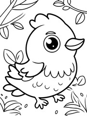 Cute vector illustration bird drawing for toddlers coloring activity