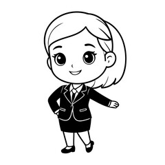 Cute vector illustration BusinessWoman drawing for kids colouring activity