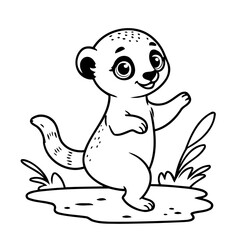Cute vector illustration Meerkat for kids coloring activity page