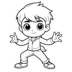 Vector illustration of a cute Boy drawing for kids page