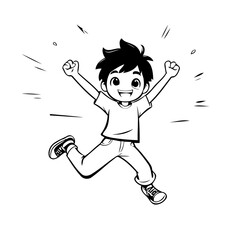 Cute vector illustration Boy drawing for toddlers coloring activity