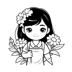 Simple vector illustration of Florist for kids coloring page