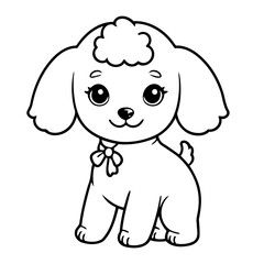Vector illustration of a cute Poodle doodle drawing for kids page
