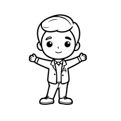 Simple vector illustration of Man drawing colouring activity