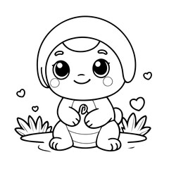 Vector illustration of a cute Kawaii doodle drawing for kids page