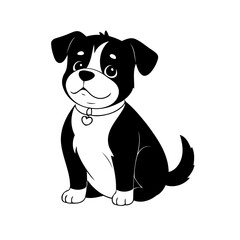 Vector illustration of a cute Dog doodle for toddlers colouring page