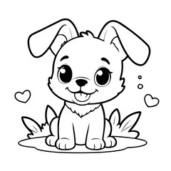 Cute vector illustration Puppy hand drawn for kids coloring page
