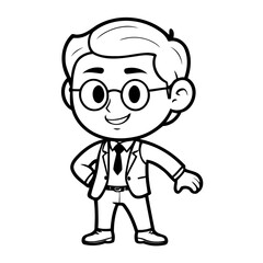 Vector illustration of a cute Man drawing for kids page