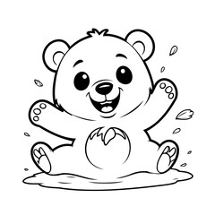 Vector illustration of a cute Bear doodle for toddlers worksheet