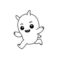 Simple vector illustration of Monster hand drawn for kids coloring page