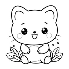 Cute vector illustration Kawaii doodle for toddlers colouring page