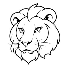 Simple vector illustration of Lion drawing for toddlers colouring page