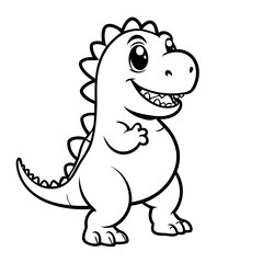 Cute vector illustration Dino drawing for kids colouring page