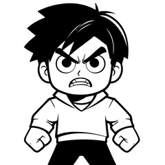 Cute vector illustration Boy drawing for kids colouring activity