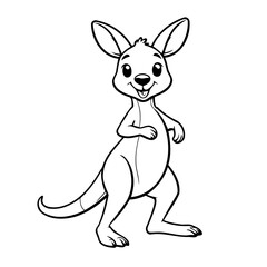 Cute vector illustration Kangaroo hand drawn for kids coloring page