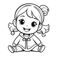 Simple vector illustration of Girl drawing for toddlers book