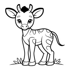 Simple vector illustration of Okapi for toddlers colouring page