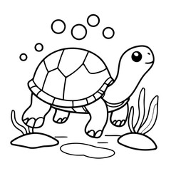 Cute vector illustration Turtle drawing for toddlers book